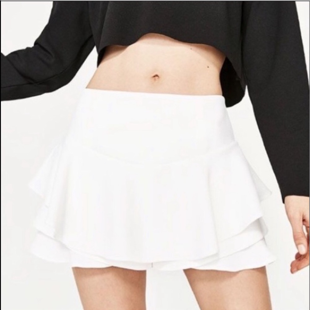 ISO white Zara Ruffle Skirt